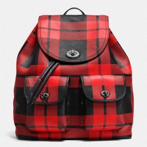 RARE Coach 36175 Red Mount Plaid leather Backpack